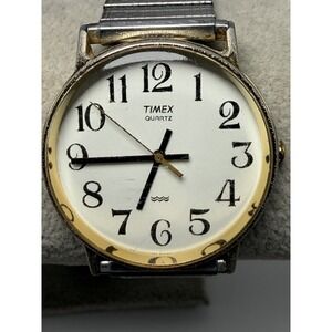 Timex Vintage Mens Watch New Battery Easy Reader 1991 32MM 6.25" Stretch Band